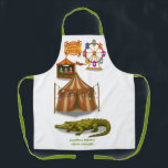Crawford, painted circus crocodile apron<br><div class="desc">Covered in dazzling painted patterns from snout to tail, Crawford marches proudly in every circus parade. Though he can easily snap a branch clean in two as part of his act, he’s friendly, surprisingly gentle, and a walking work of art. Children adore his bright scales and cheerful grin. Wherever Crawford...</div>