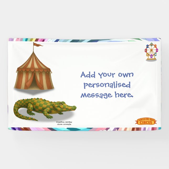 Crawford, painted circus crocodile banner (Horizontal)