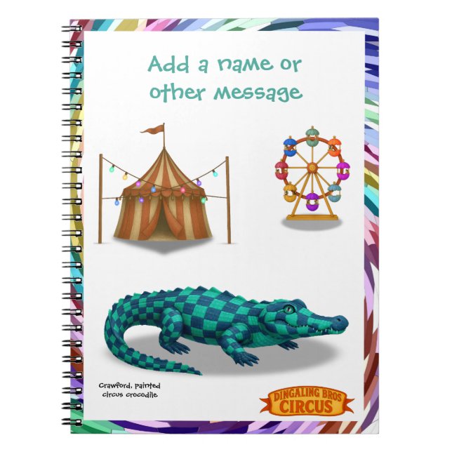 Crawford, painted circus crocodile notebook (Front)
