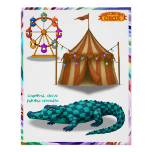 Crawford, painted circus crocodile poster