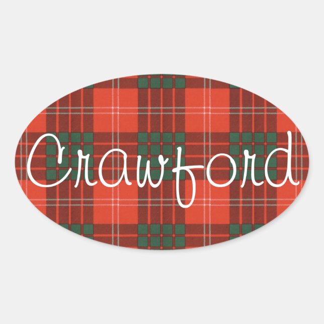 Crawford Scottish clan tartan - Plaid Oval Sticker (Front)