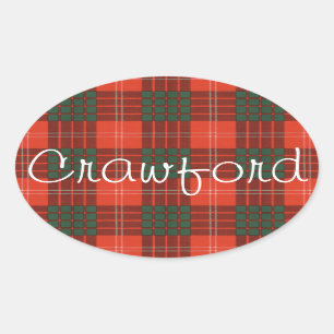 Crawford Scottish clan tartan - Plaid Oval Sticker