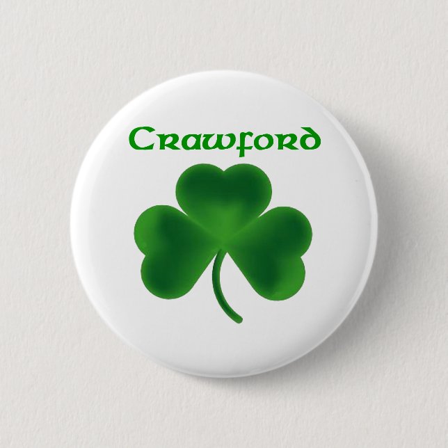 Crawford Shamrock 6 Cm Round Badge (Front)