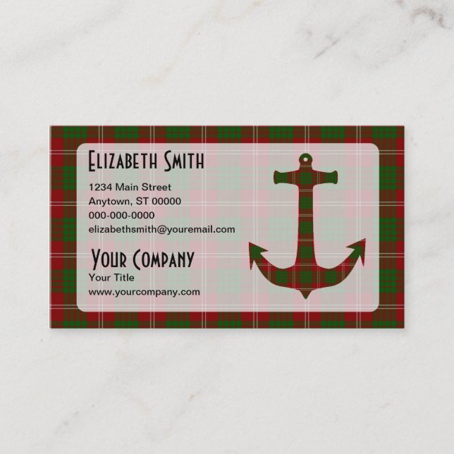Crawford Tartan Plaid Anchor Business Card (Front)