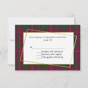 Crawford Tartan Plaid Wedding RSVP Card
