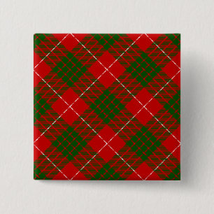 Crawford tartan red green plaid 15 cm square badge