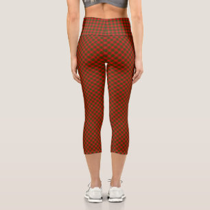 Crawford tartan red green plaid capri leggings