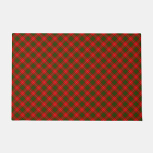 Crawford tartan red green plaid doormat