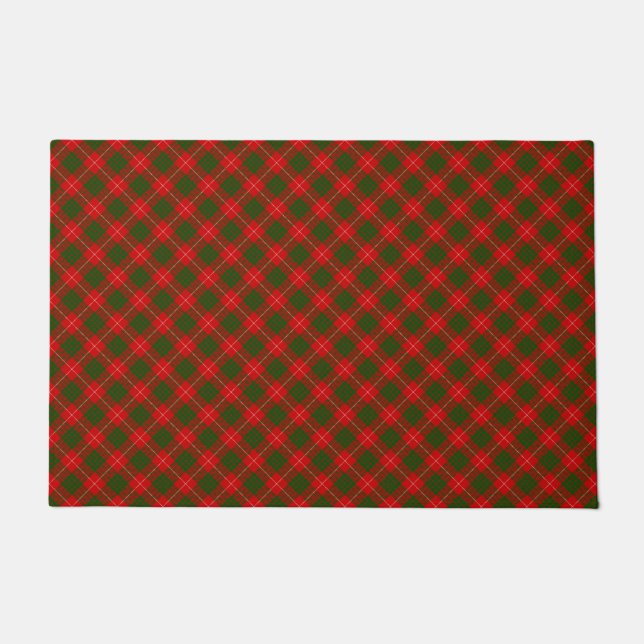 Crawford tartan red green plaid doormat (Front)