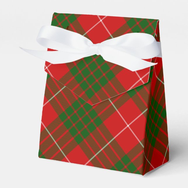 Crawford tartan red green plaid favour box (Front Side)