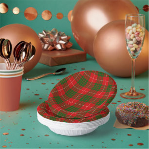 Crawford tartan red green plaid paper plate