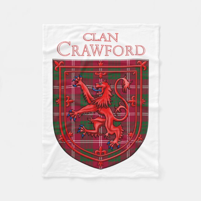 Crawford Tartan Scottish Plaid Lion Rampant Fleece Blanket (Front)