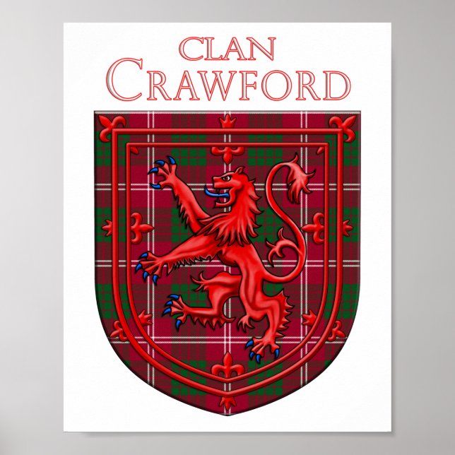 Crawford Tartan Scottish Plaid Lion Rampant Poster (Front)