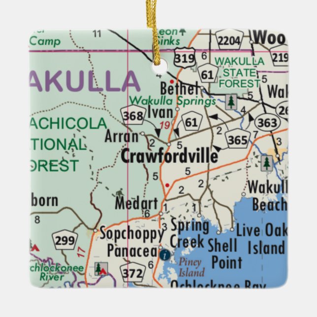 Crawfordville Florida Map Ceramic Ornament (Front)