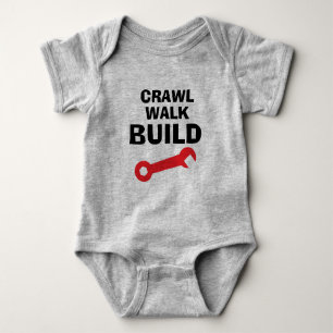 Crawl Walk Build funny bodysuit for baby boy