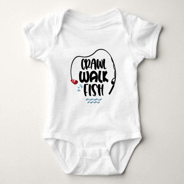 Crawl Walk Fish Baby Bodysuit (Front)