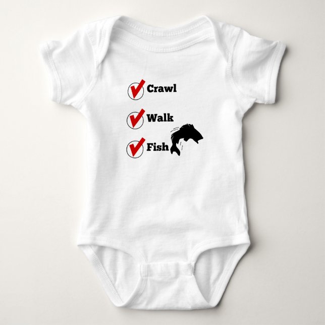 Crawl Walk Fish Baby Bodysuit (Front)