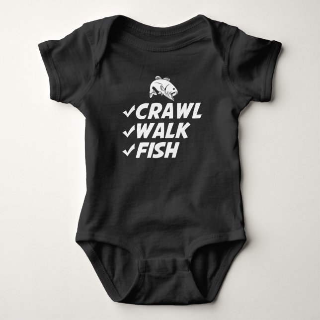 crawl walk fish baby bodysuit (Front)