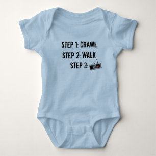 "Crawl Walk Game" Blue Infant Crawler Baby Bodysuit