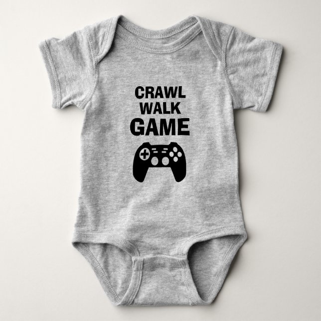 CRAWL WALK GAME fun baby bodysuit for future gamer (Front)