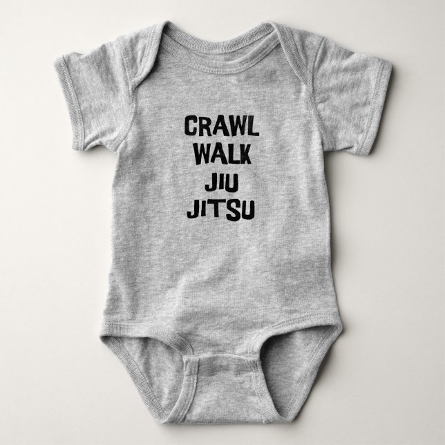 Crawl Walk Jiu-Jitsu Funny  Baby Bodysuit (Front)