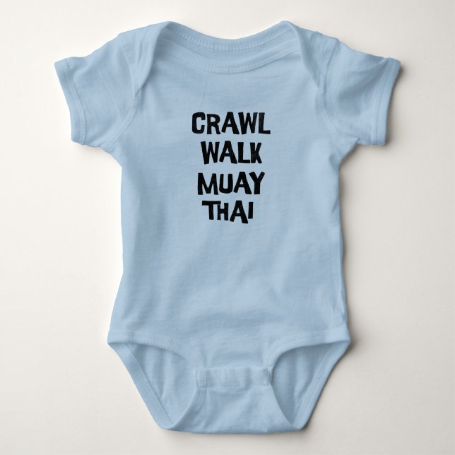 Crawl Walk Muay Thai Funny  Baby Bodysuit (Front)