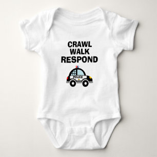 CRAWL WALK RESPOND cute police car teddy bear gift Baby Bodysuit