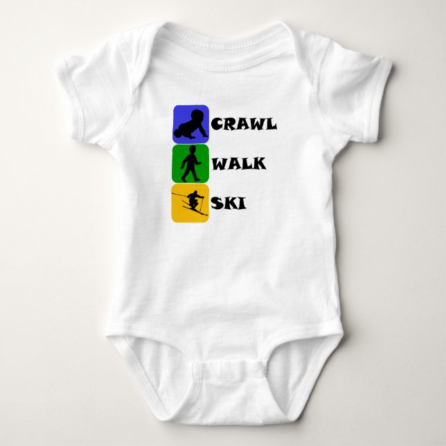 Crawl Walk Ski Baby Bodysuit (Front)