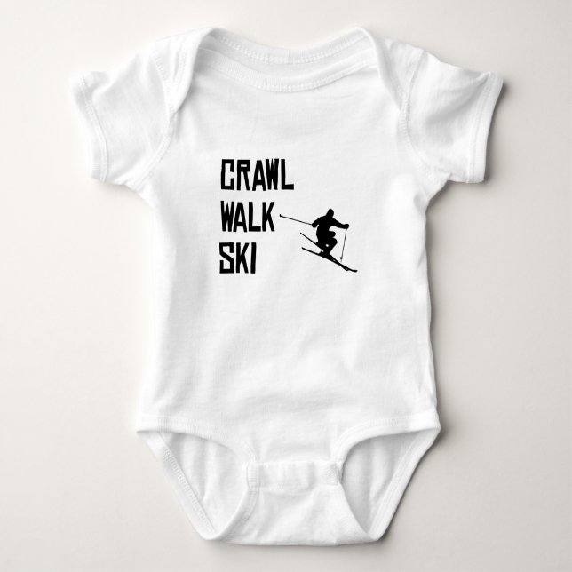 Crawl Walk Ski Baby Bodysuit (Front)