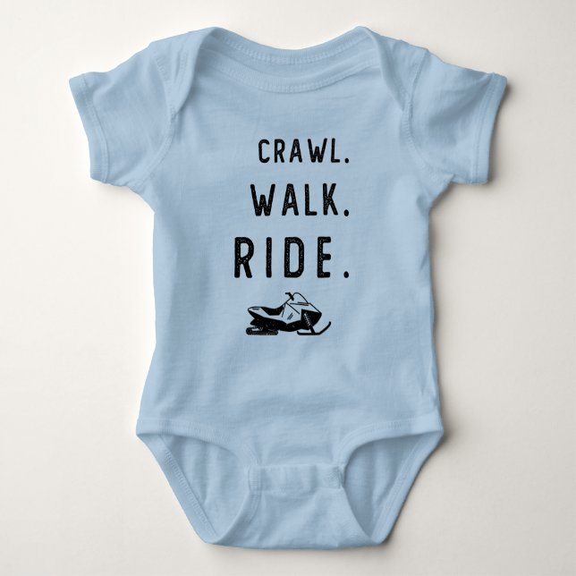 Crawl Walk Snowmobile Riding Snowmobiling Baby Bodysuit (Front)