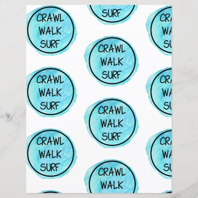 Crawl Walk Surf Blue Pattern Scrapbook Paper (Front)
