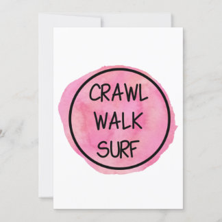 Crawl Walk Surf with Pink Design Invitation