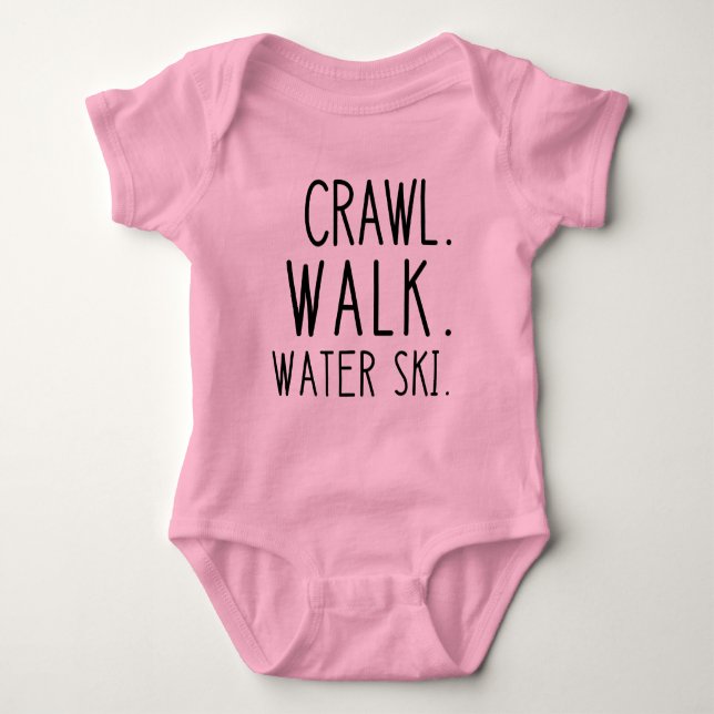 Crawl Walk Water Ski, Waterskiing Baby Bodysuit (Front)