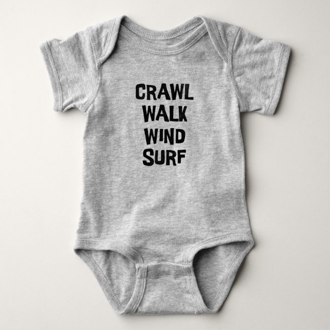 Crawl Walk Windsurf Funny Baby Bodysuit (Front)