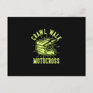 crawl walk with motocross helmet postcard