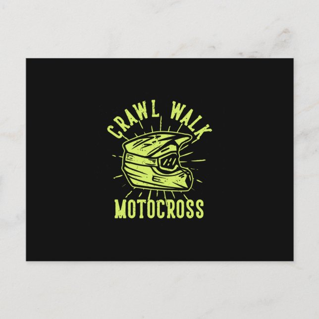 crawl walk with motocross helmet postcard (Front)