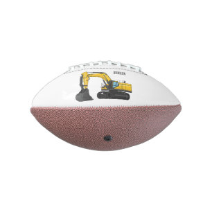 Crawler excavator cartoon illustration american football