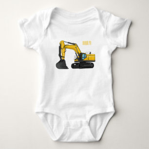 Crawler excavator cartoon illustration baby bodysuit