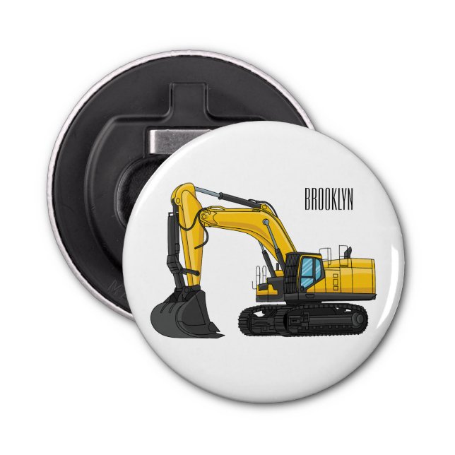 Crawler excavator cartoon illustration bottle opener (Front)