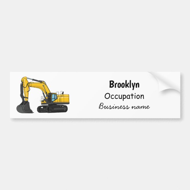 Crawler excavator cartoon illustration bumper sticker (Front)