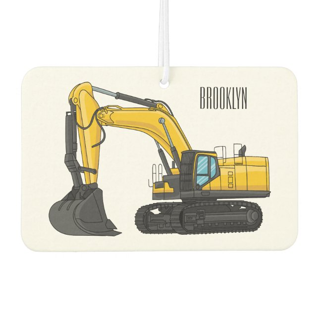 Crawler excavator cartoon illustration car air freshener (Front)