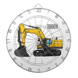 Crawler excavator cartoon illustration dartboard