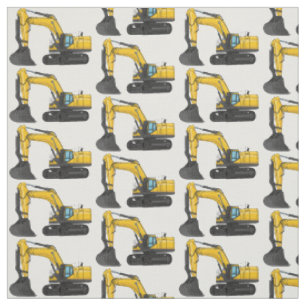 Crawler excavator cartoon illustration fabric