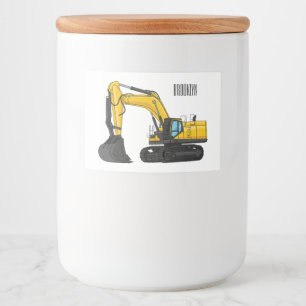 Crawler excavator cartoon illustration food label