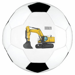 Crawler excavator cartoon illustration football