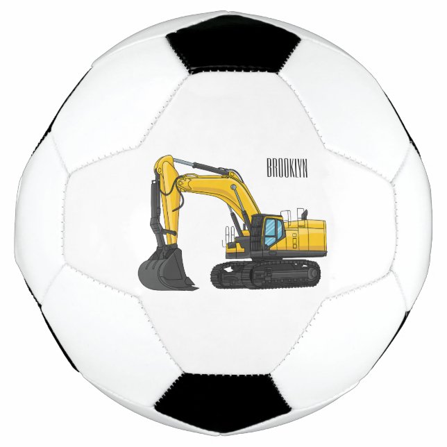 Crawler excavator cartoon illustration football (Front)