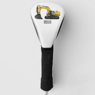 Crawler excavator cartoon illustration golf head cover