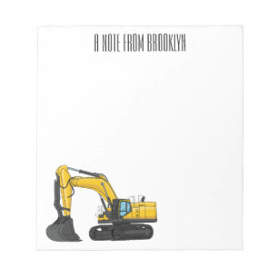 Crawler excavator cartoon illustration notepad