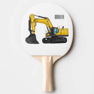 Crawler excavator cartoon illustration ping pong paddle
