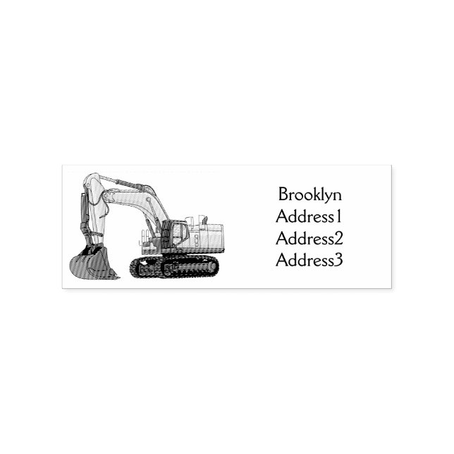Crawler excavator cartoon illustration rubber stamp (Imprint)
